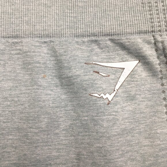 GYMSHARK Marled Light Gray/Green'ish Perforated Butt Enhance Pull On Leggings - Picture 10 of 10